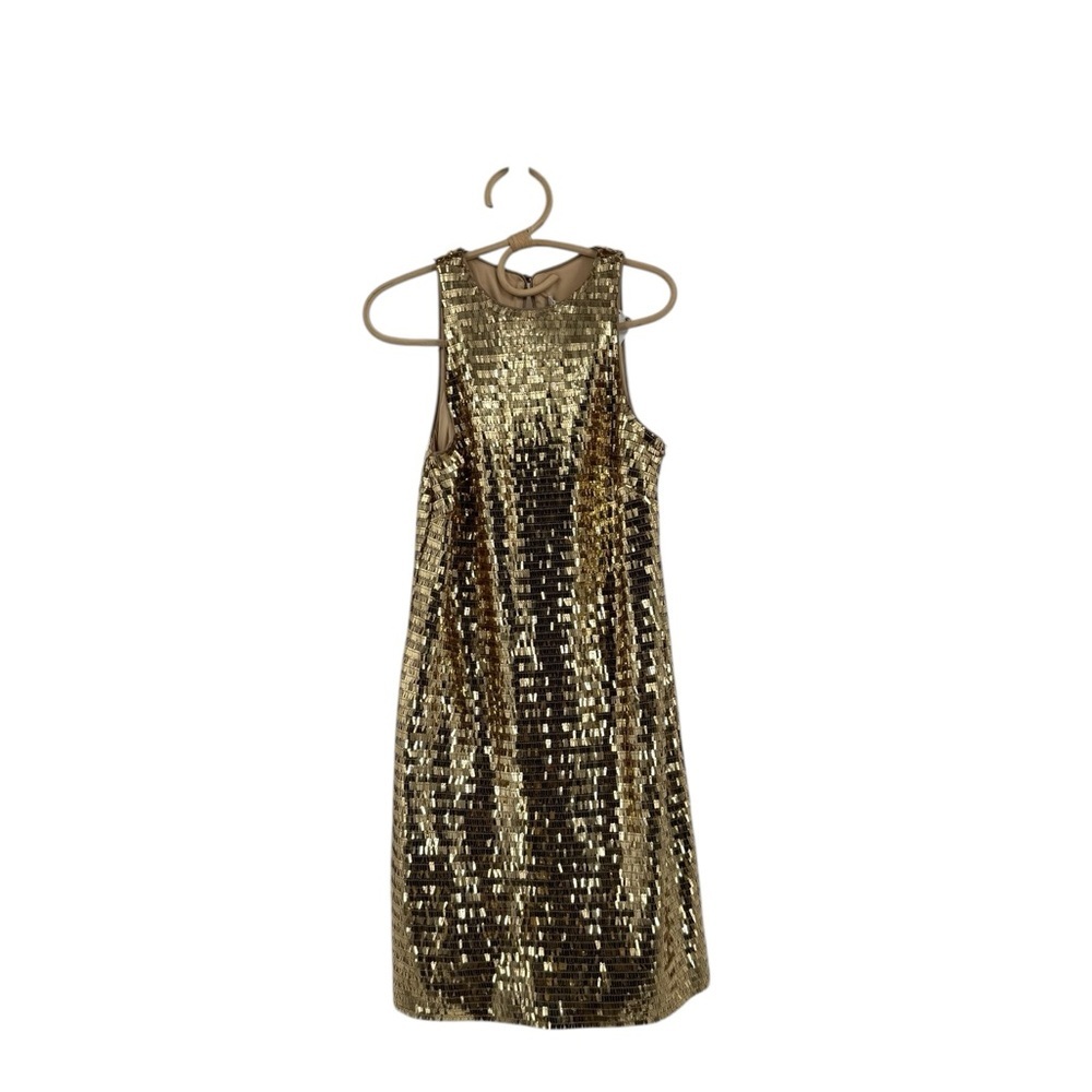 Trina Turk Koa Gold Tiki Tangle Sequin Shift Dress Size 2 6 8 NWT Party Glam - Picture 3 of 15
